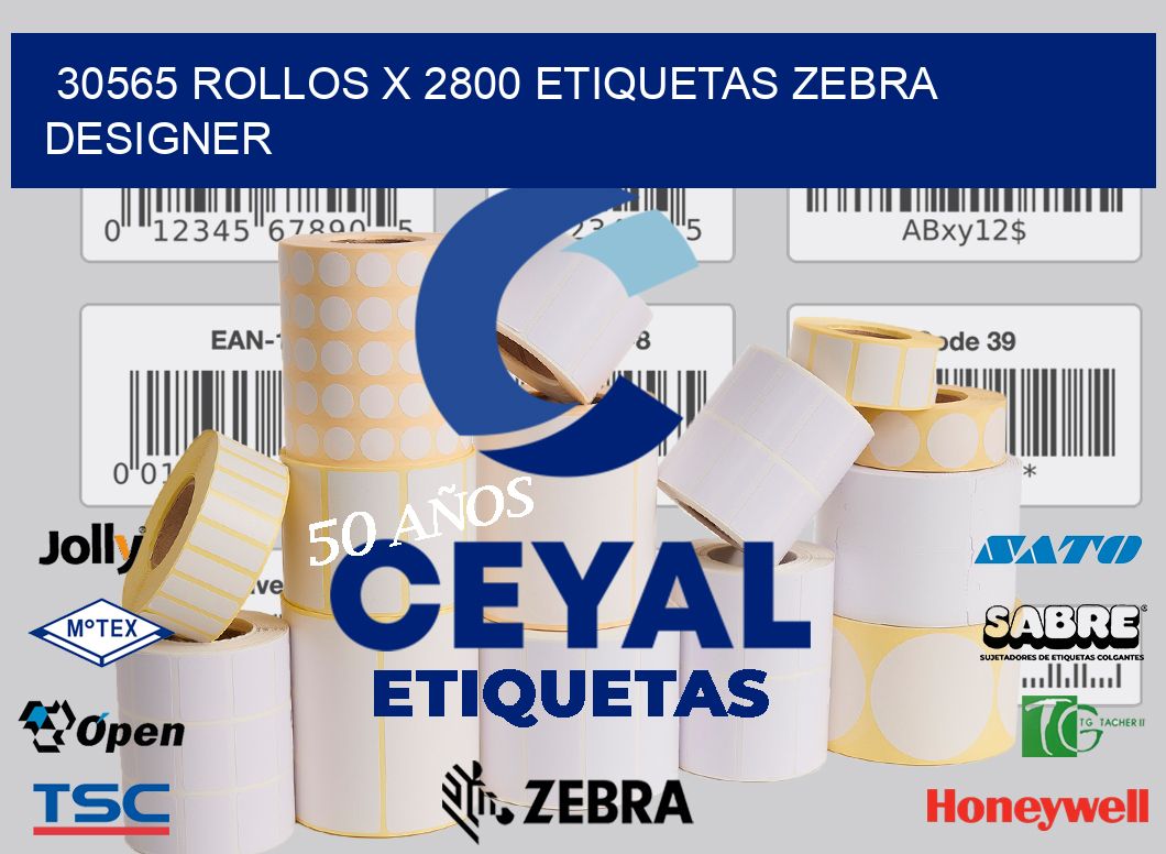 30565 Rollos x 2800 etiquetas zebra designer