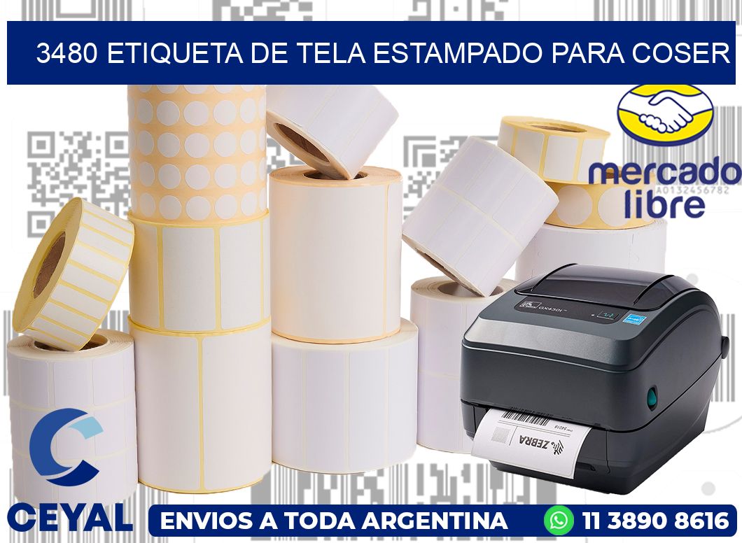 3480 ETIQUETA DE TELA ESTAMPADO PARA COSER