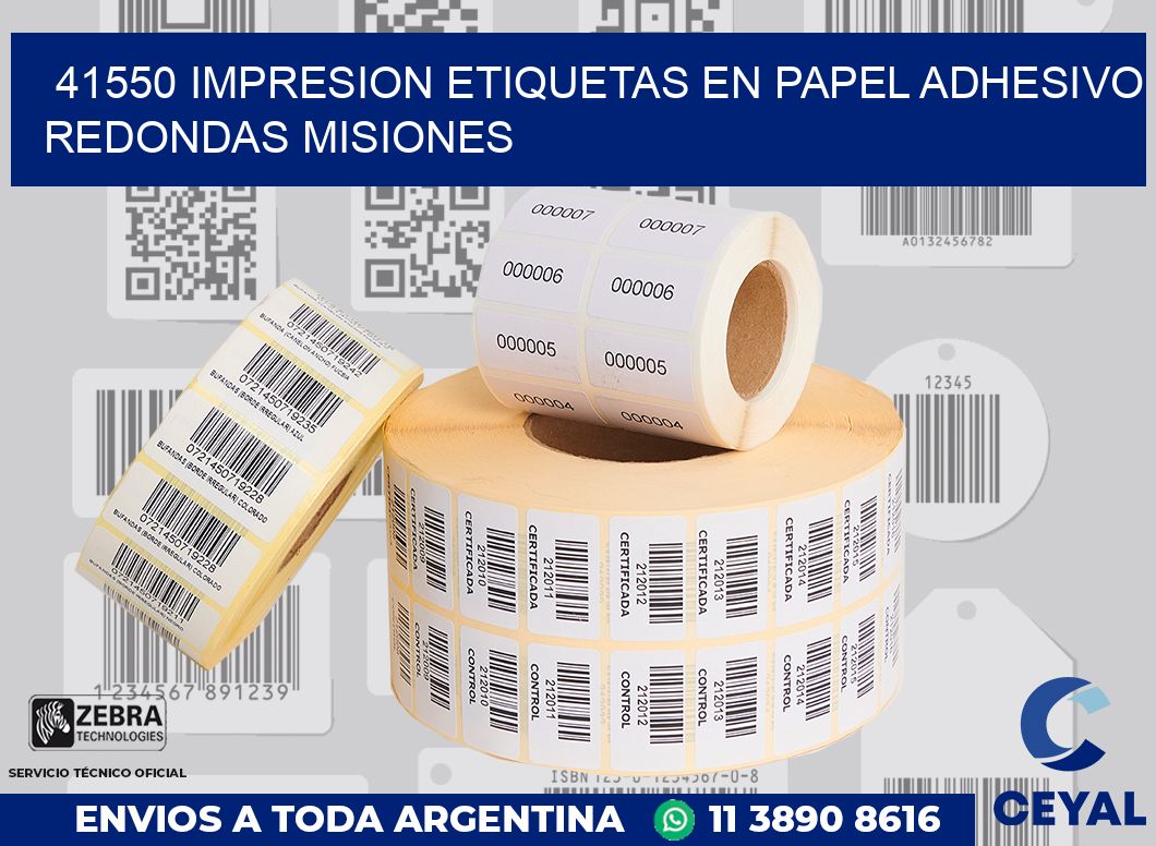 41550 IMPRESION ETIQUETAS EN PAPEL ADHESIVO REDONDAS MISIONES