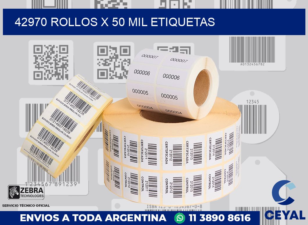 42970 Rollos x 50 mil etiquetas