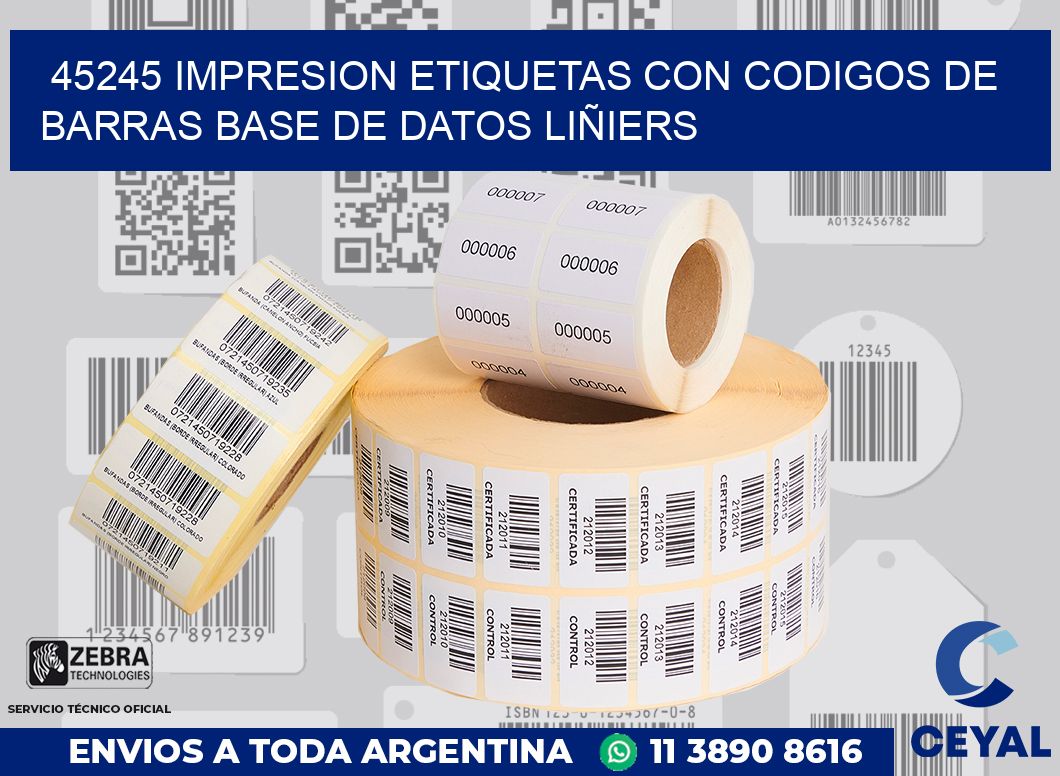45245 IMPRESION ETIQUETAS CON CODIGOS DE BARRAS BASE DE DATOS LIÑIERS