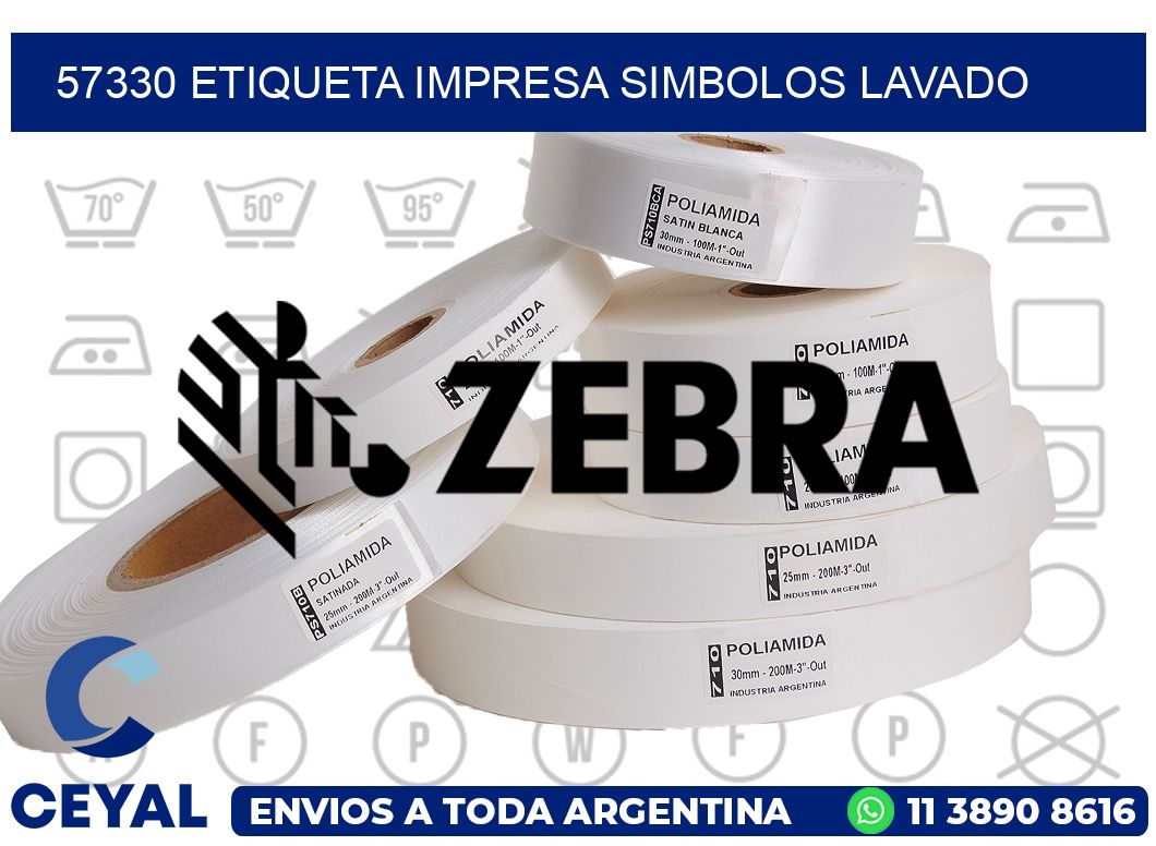 57330 ETIQUETA IMPRESA SIMBOLOS LAVADO