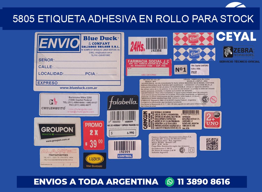5805 ETIQUETA ADHESIVA EN ROLLO PARA STOCK