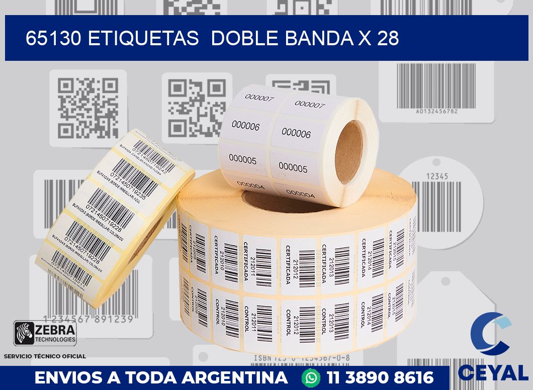 65130 etiquetas  doble banda x 28