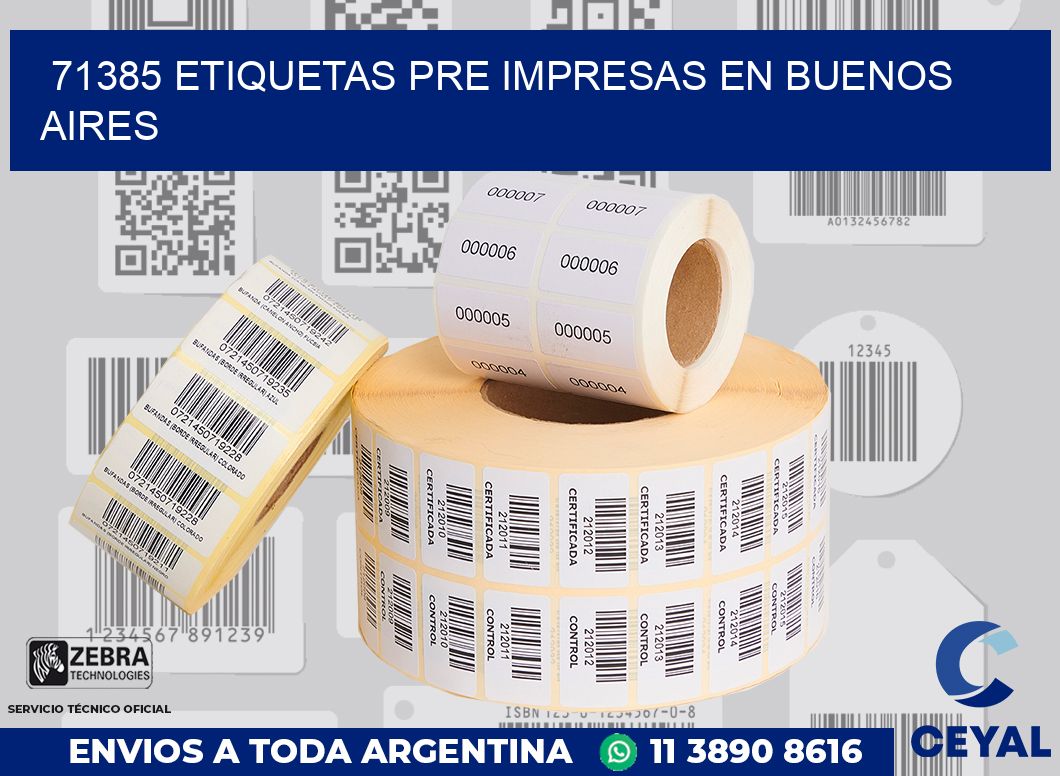 71385 ETIQUETAS PRE IMPRESAS EN BUENOS AIRES