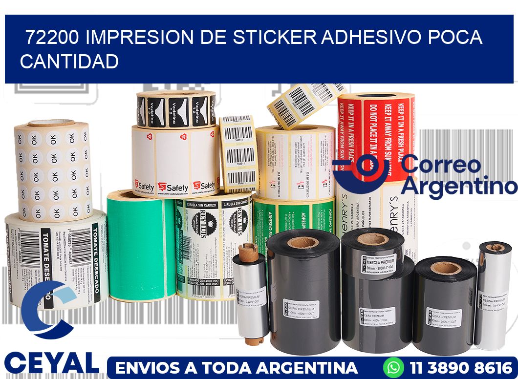 72200 IMPRESION DE STICKER ADHESIVO POCA CANTIDAD