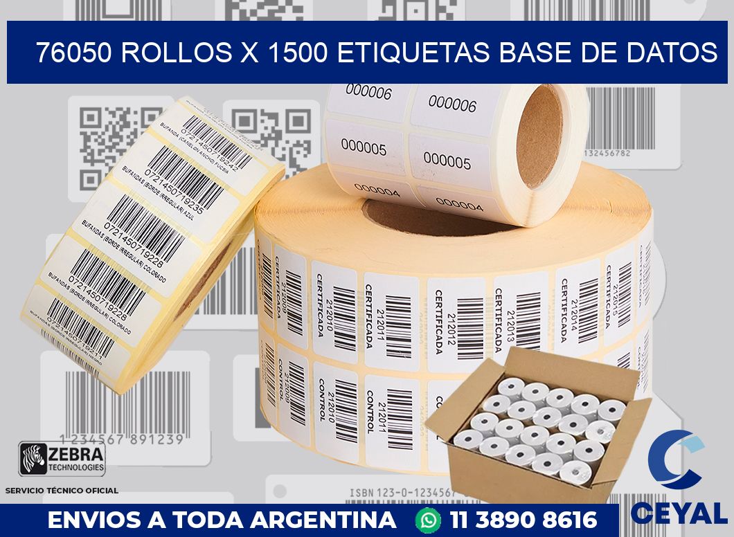 76050 Rollos x 1500 etiquetas base de datos