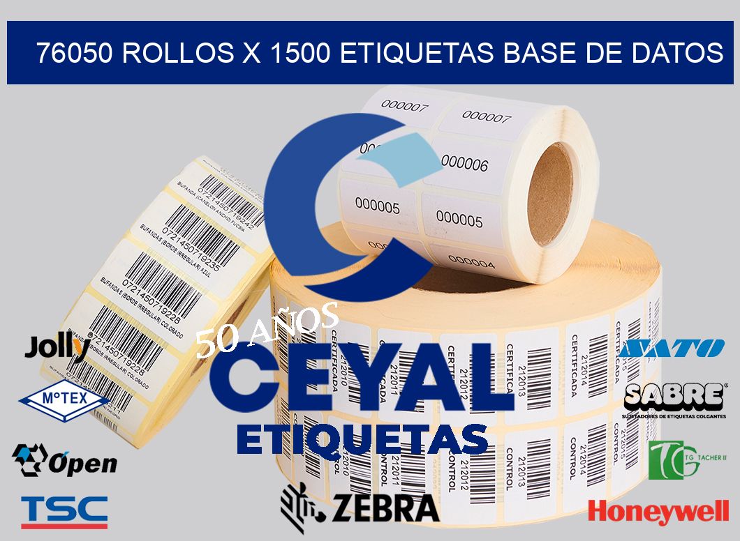 76050 Rollos x 1500 etiquetas base de datos