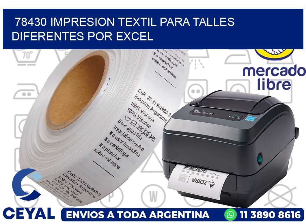 78430 IMPRESION TEXTIL PARA TALLES DIFERENTES POR EXCEL