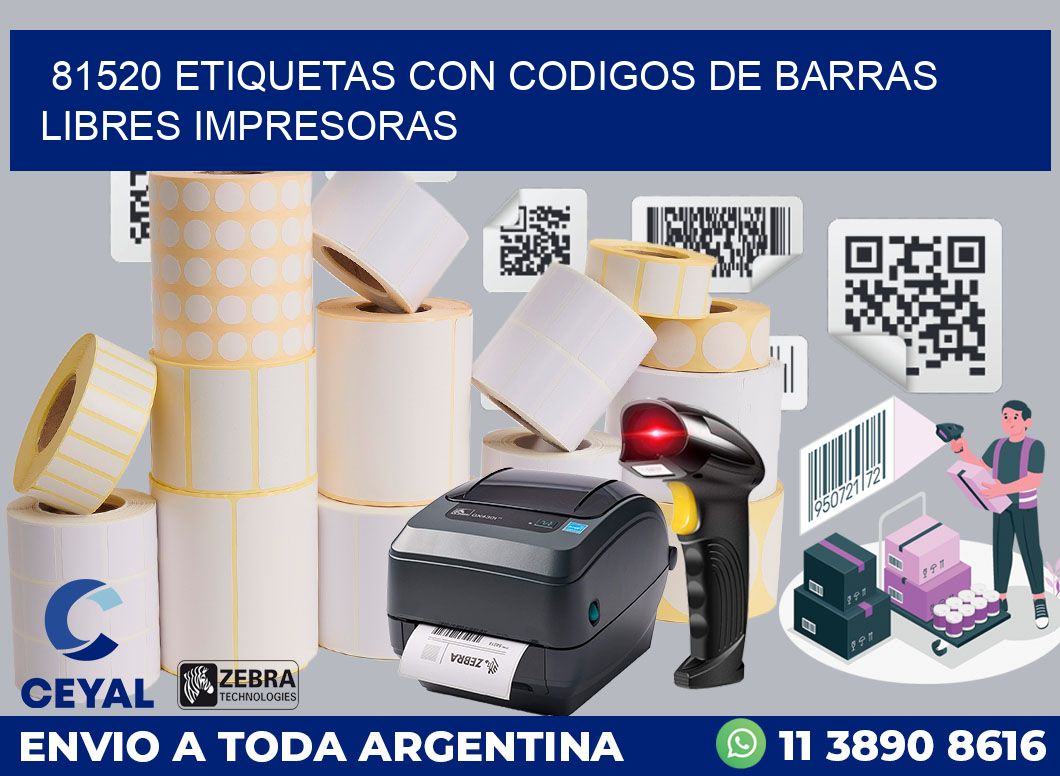 81520 ETIQUETAS CON CODIGOS DE BARRAS LIBRES IMPRESORAS