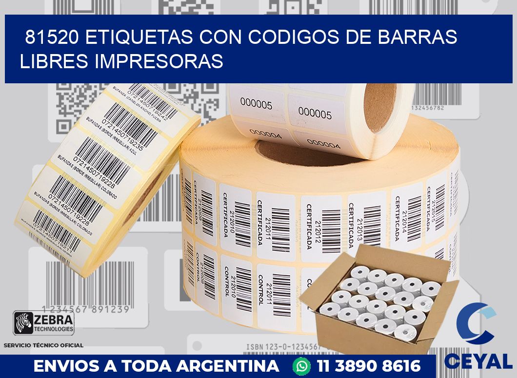 81520 ETIQUETAS CON CODIGOS DE BARRAS LIBRES IMPRESORAS