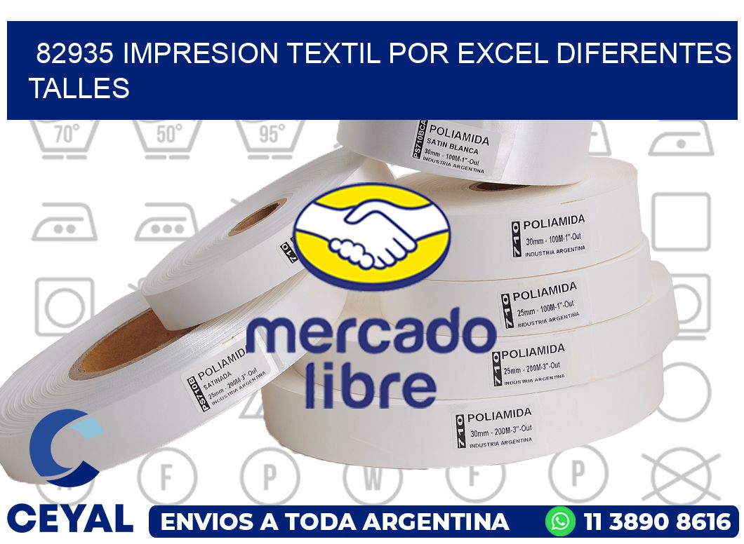 82935 IMPRESION TEXTIL POR EXCEL DIFERENTES TALLES