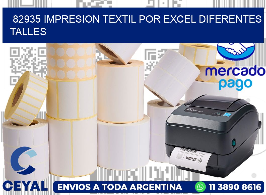 82935 IMPRESION TEXTIL POR EXCEL DIFERENTES TALLES