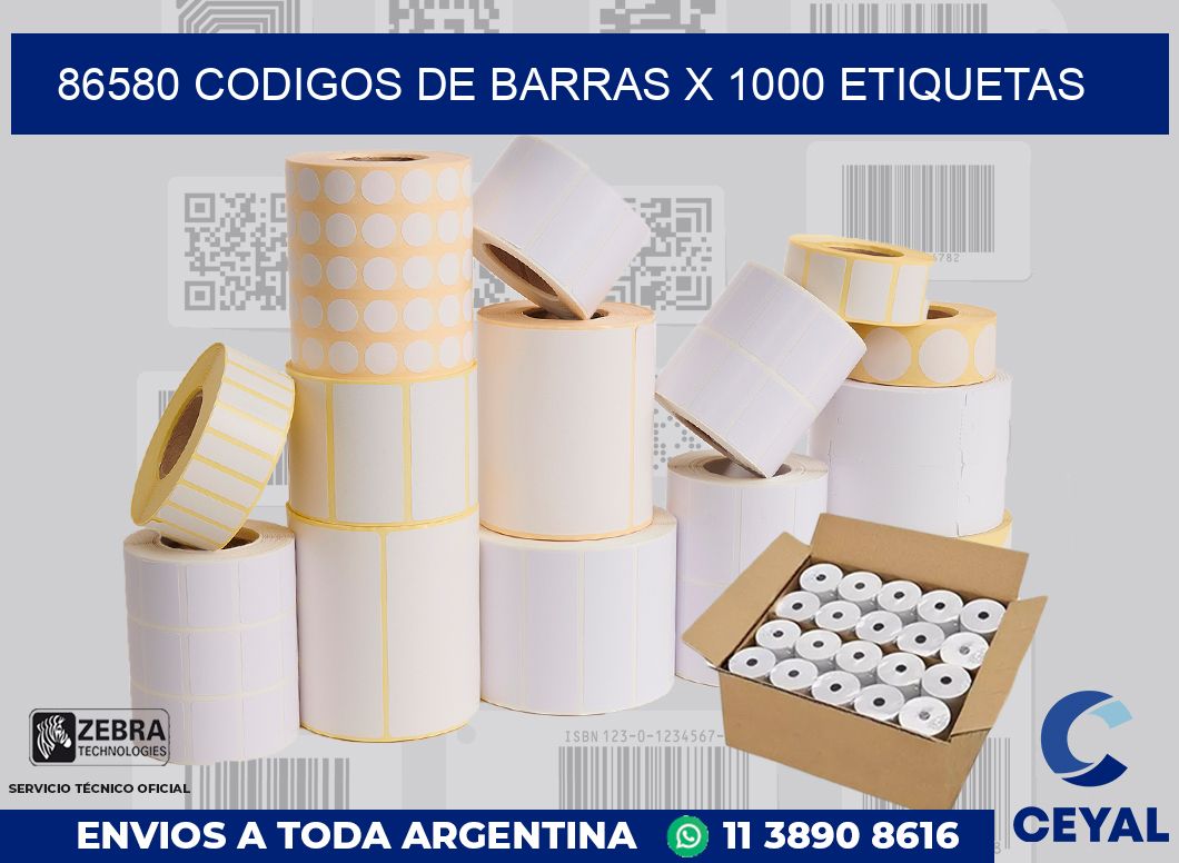 86580 codigos de barras x 1000 etiquetas