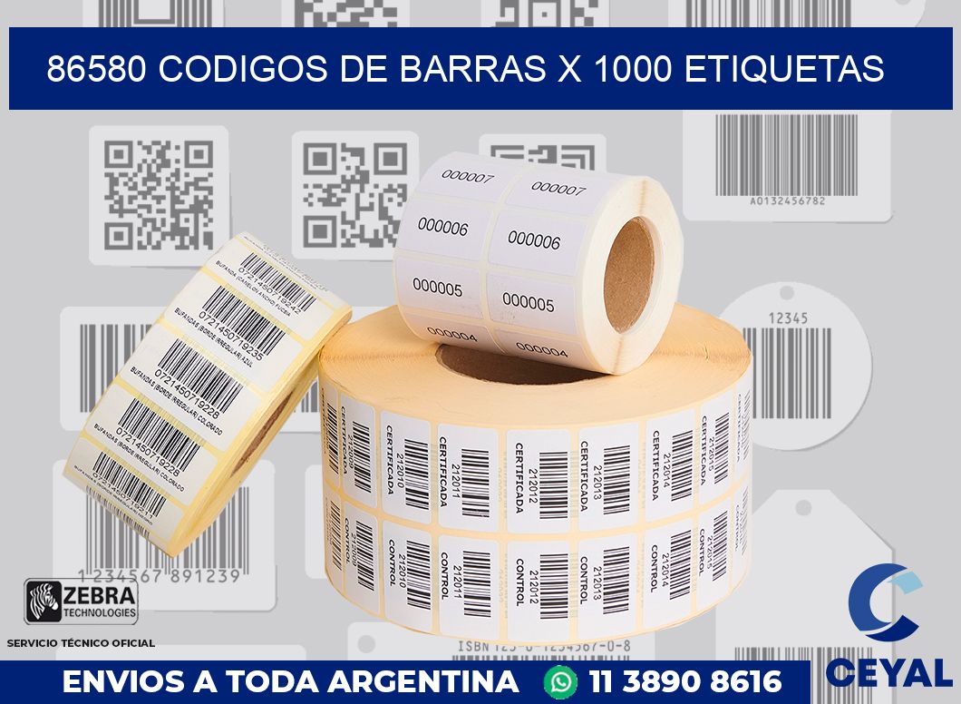 86580 codigos de barras x 1000 etiquetas