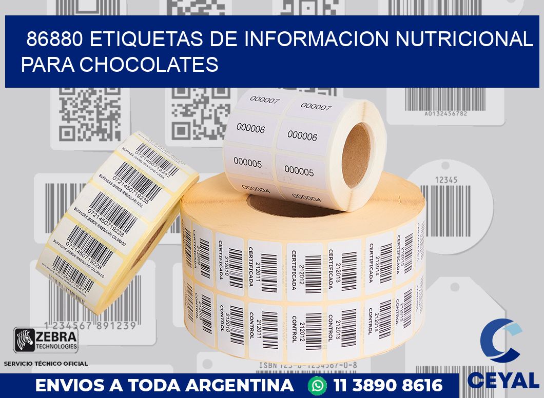 86880 ETIQUETAS DE INFORMACION NUTRICIONAL PARA CHOCOLATES