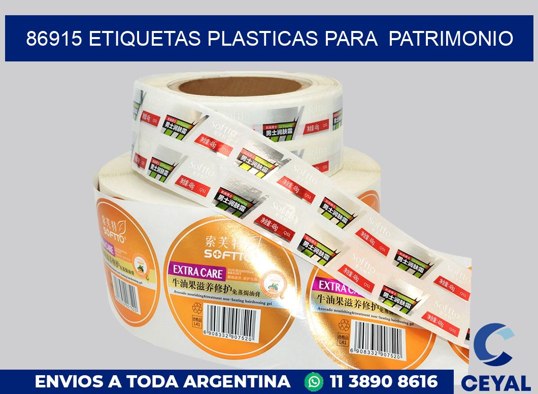 86915 ETIQUETAS PLASTICAS PARA  PATRIMONIO