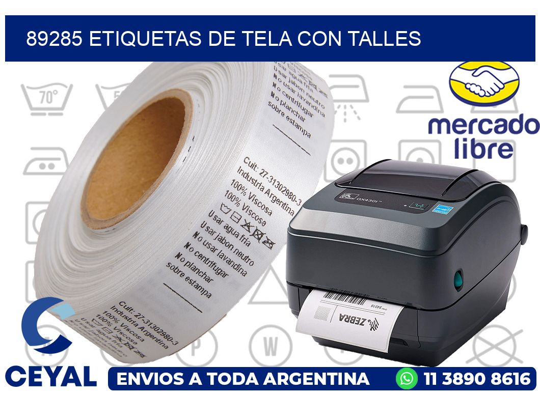 89285 ETIQUETAS DE TELA CON TALLES