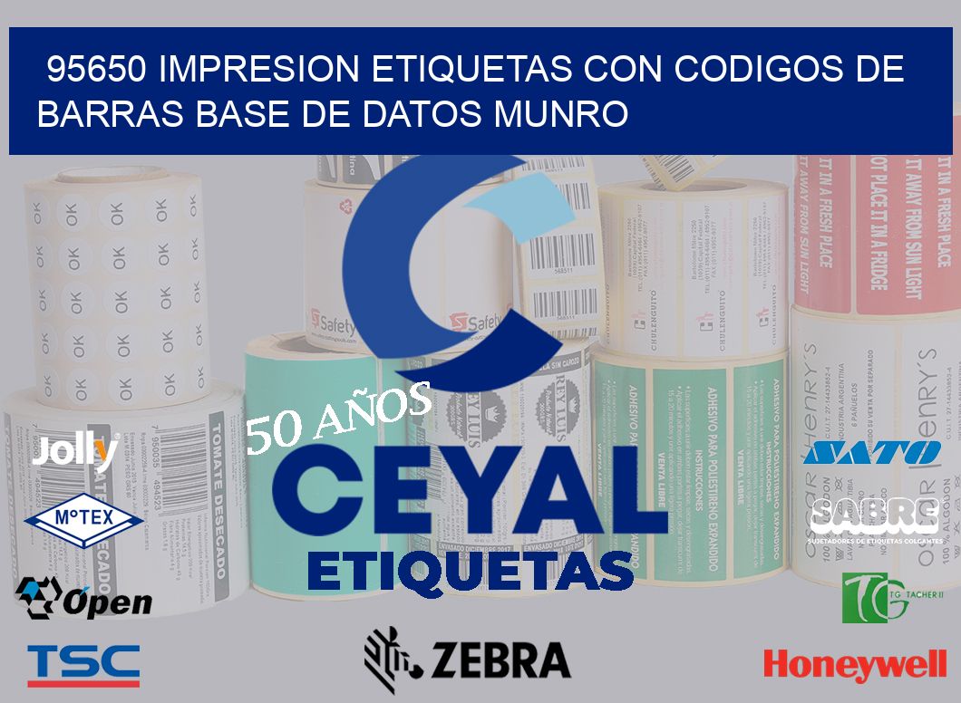 95650 IMPRESION ETIQUETAS CON CODIGOS DE BARRAS BASE DE DATOS MUNRO