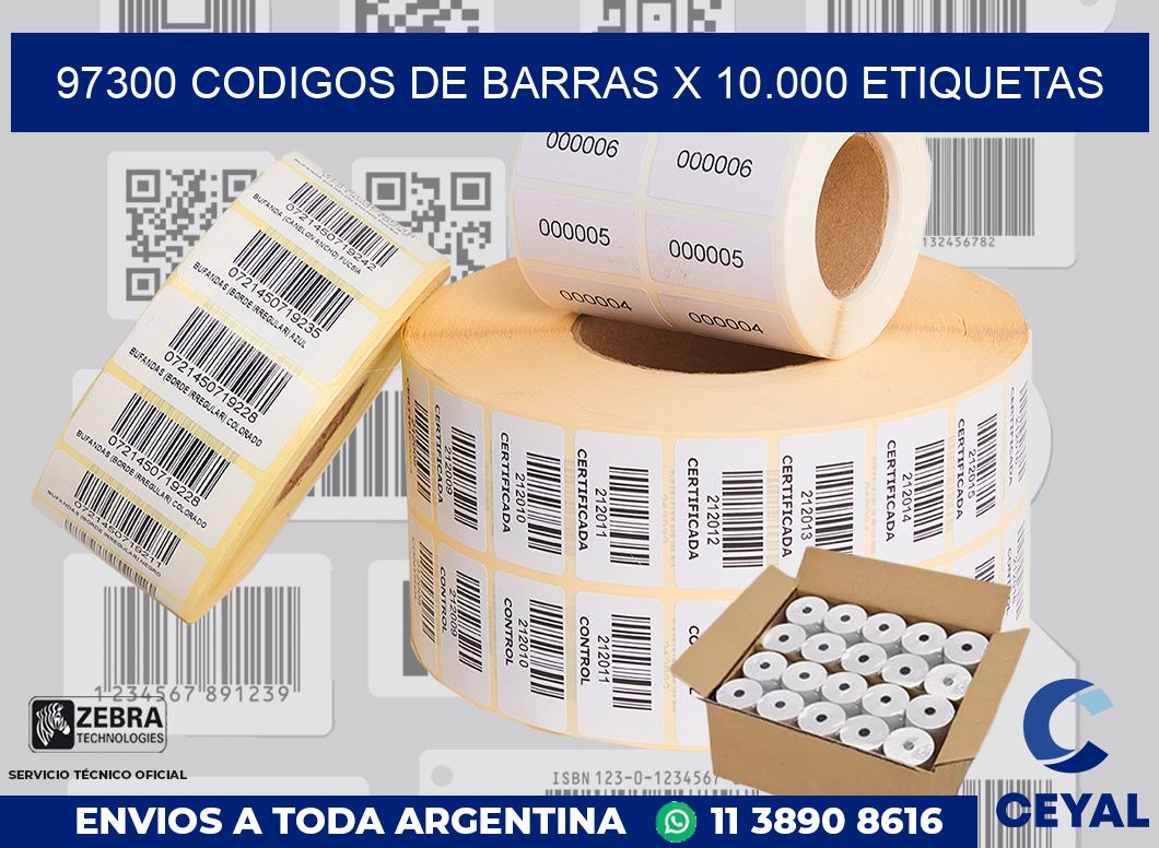 97300 codigos de barras x 10.000 etiquetas