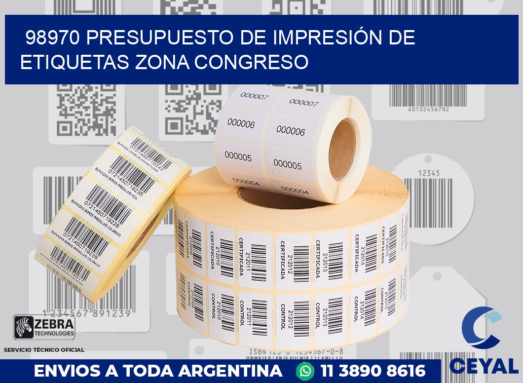 98970 PRESUPUESTO DE IMPRESIÓN DE ETIQUETAS ZONA CONGRESO