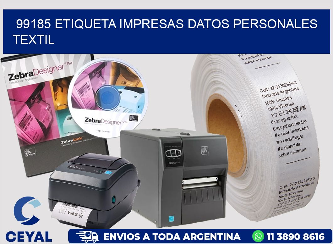 99185 ETIQUETA IMPRESAS DATOS PERSONALES TEXTIL
