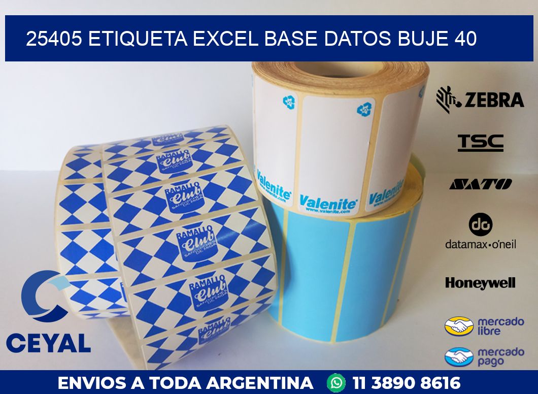 25405 etiqueta excel base datos buje 40