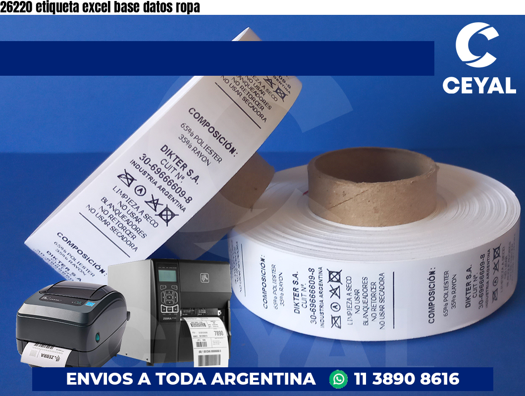 26220 etiqueta excel base datos ropa