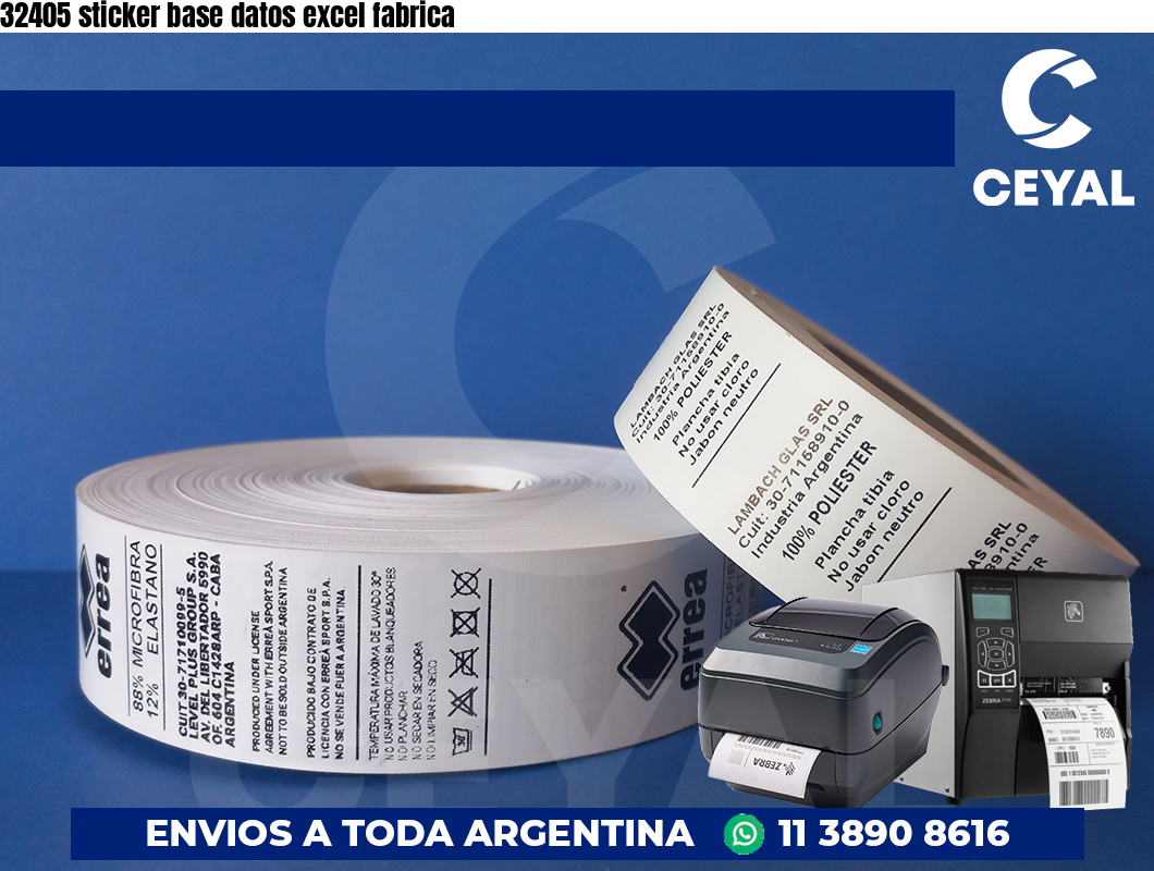 32405 sticker base datos excel fabrica