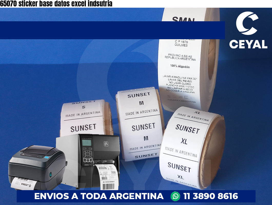 65070 sticker base datos excel indsutria