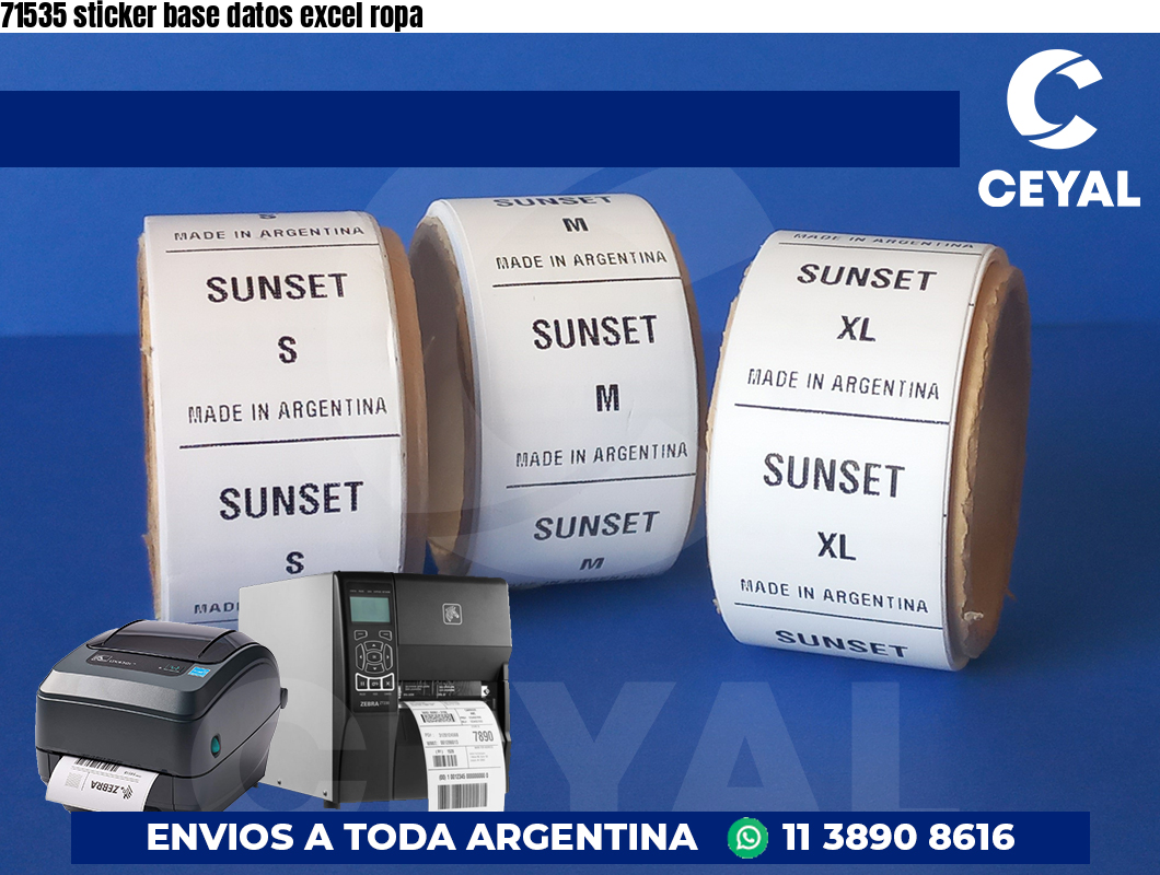 71535 sticker base datos excel ropa