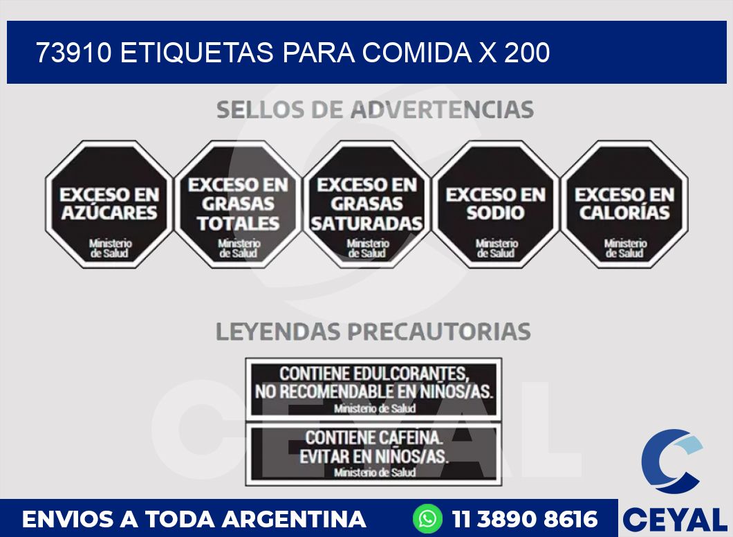 73910 ETIQUETAS PARA COMIDA x 200
