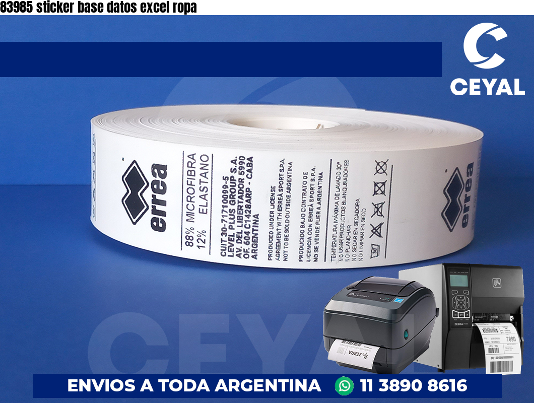 83985 sticker base datos excel ropa