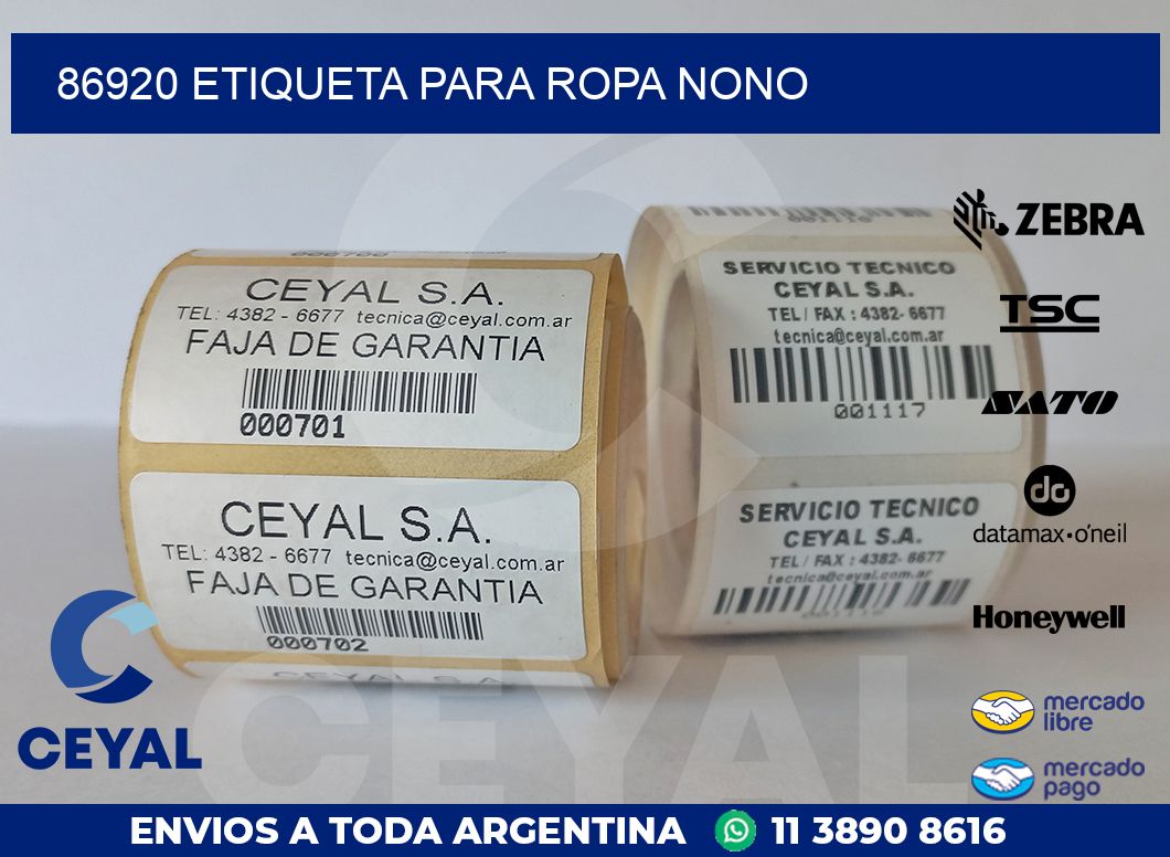 86920 ETIQUETA PARA ROPA NONO