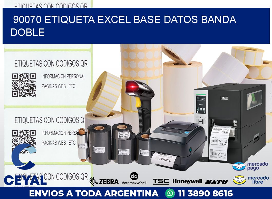 90070 etiqueta excel base datos banda doble