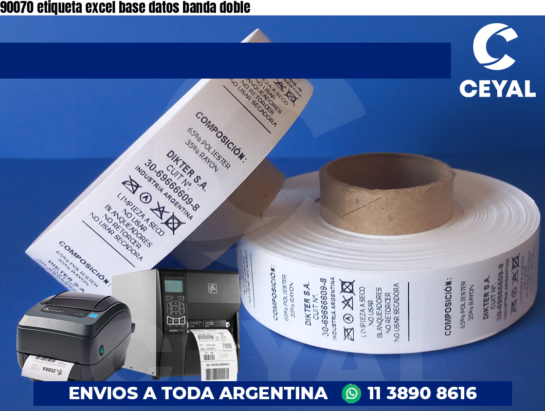 90070 etiqueta excel base datos banda doble