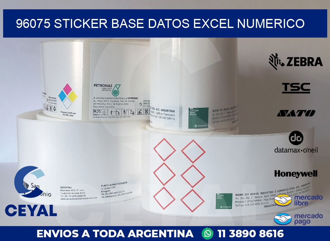 96075 sticker base datos excel numerico