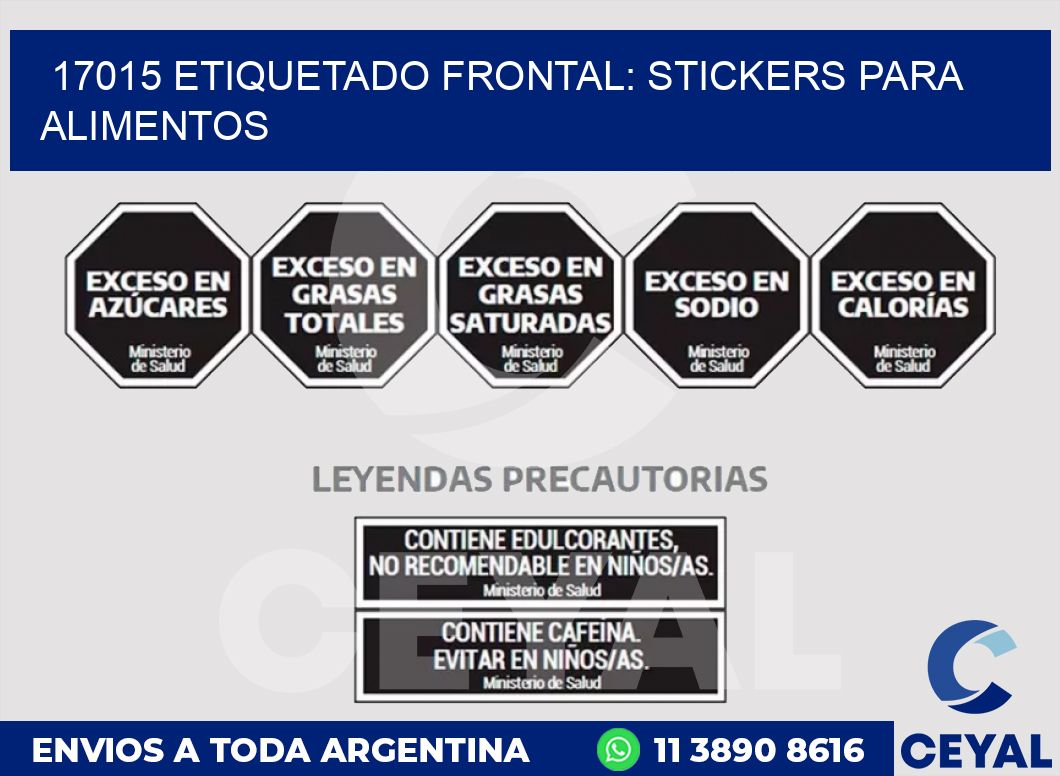 17015 ETIQUETADO FRONTAL: STICKERS PARA ALIMENTOS