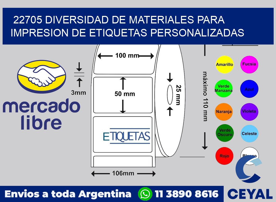 22705 DIVERSIDAD DE MATERIALES PARA IMPRESION DE ETIQUETAS PERSONALIZADAS