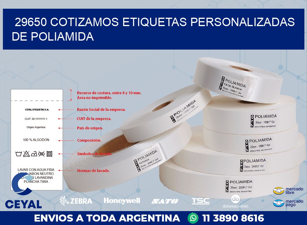 29650 COTIZAMOS ETIQUETAS PERSONALIZADAS DE POLIAMIDA
