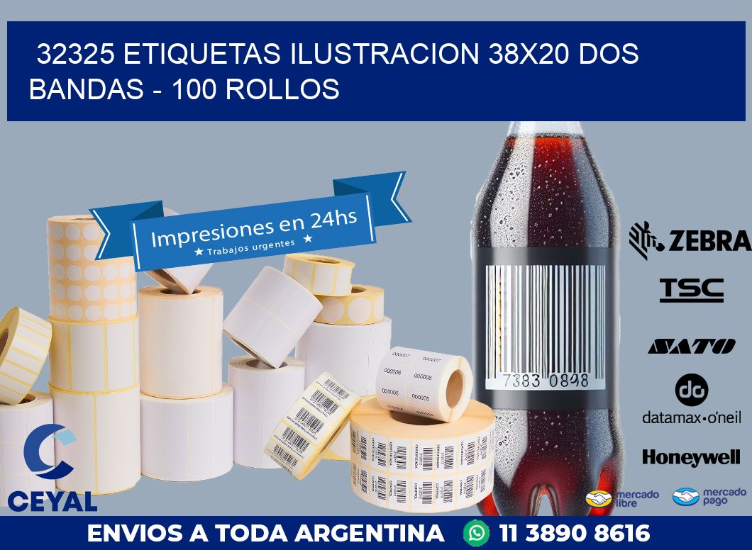 32325 ETIQUETAS ILUSTRACION 38X20 DOS BANDAS – 100 ROLLOS