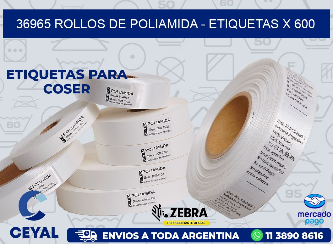 36965 ROLLOS DE POLIAMIDA - ETIQUETAS X 600