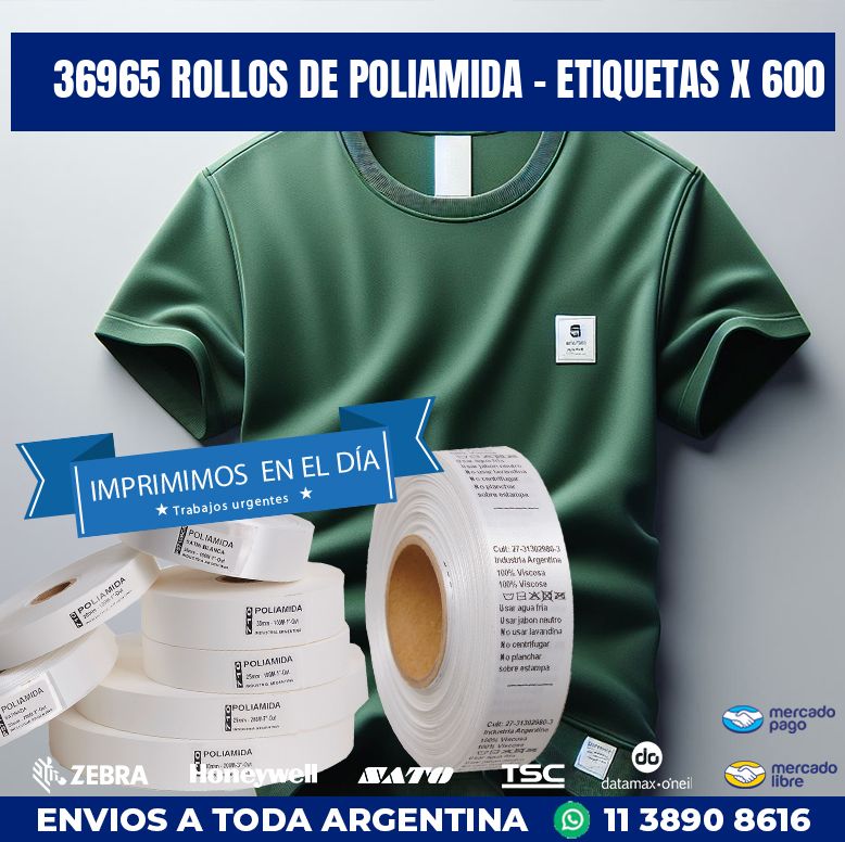 36965 ROLLOS DE POLIAMIDA – ETIQUETAS X 600