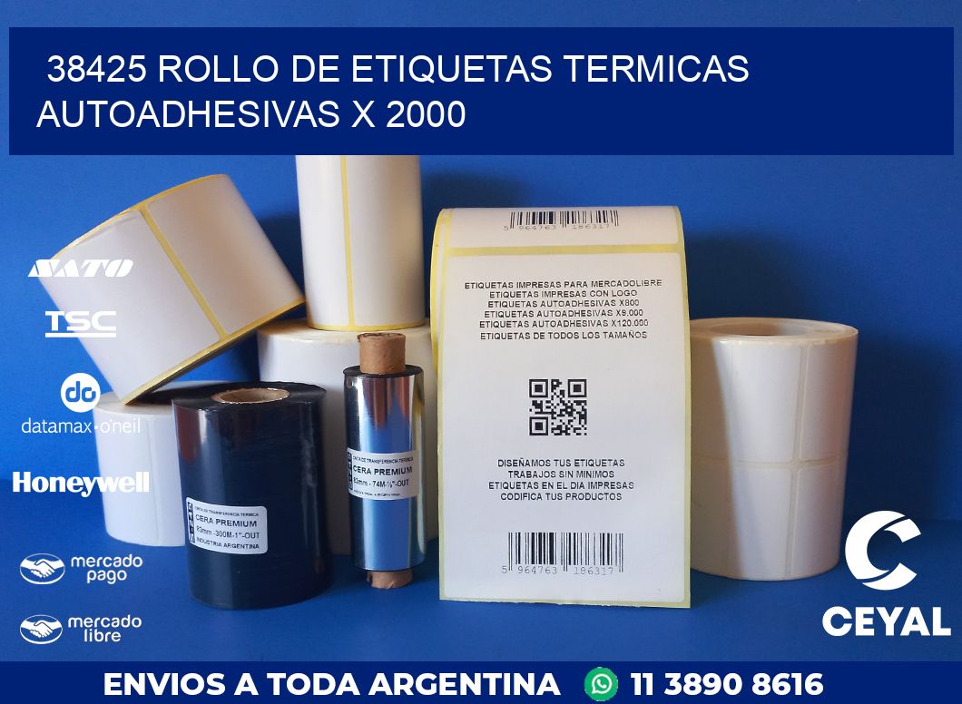 38425 ROLLO DE ETIQUETAS TERMICAS AUTOADHESIVAS X 2000