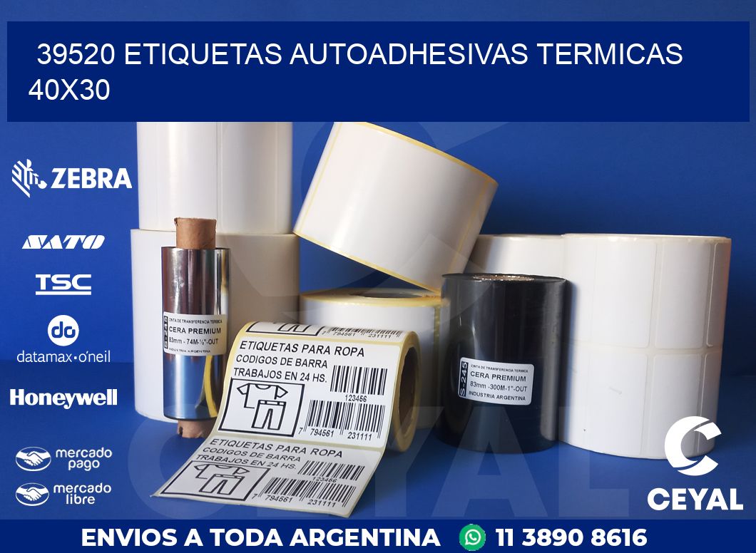 39520 ETIQUETAS AUTOADHESIVAS TERMICAS 40X30