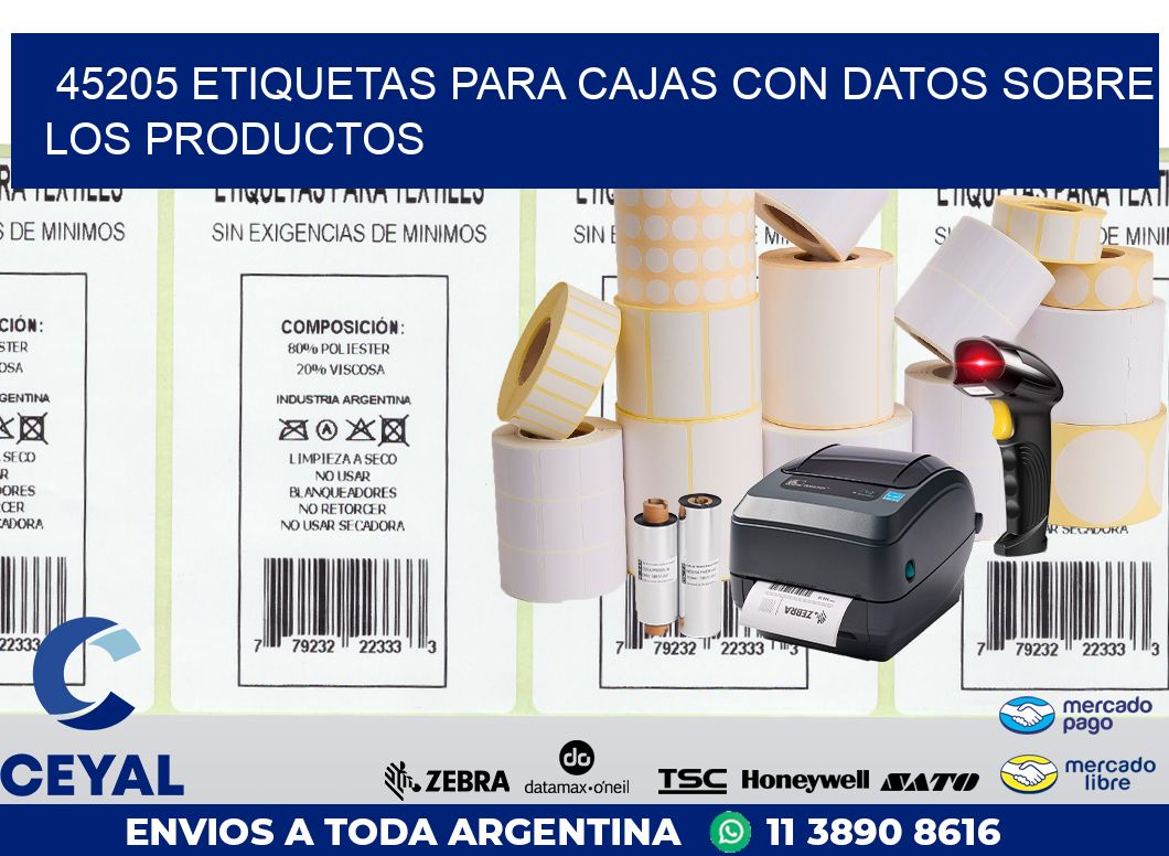 45205 ETIQUETAS PARA CAJAS CON DATOS SOBRE LOS PRODUCTOS