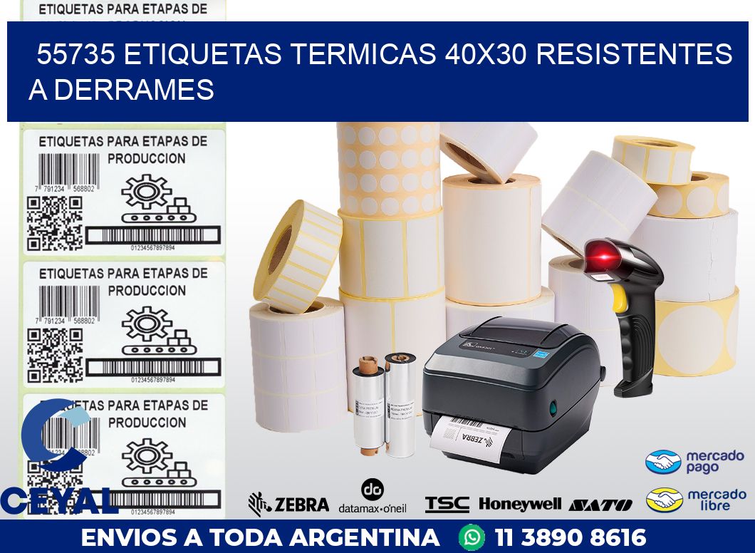 55735 ETIQUETAS TERMICAS 40X30 RESISTENTES A DERRAMES