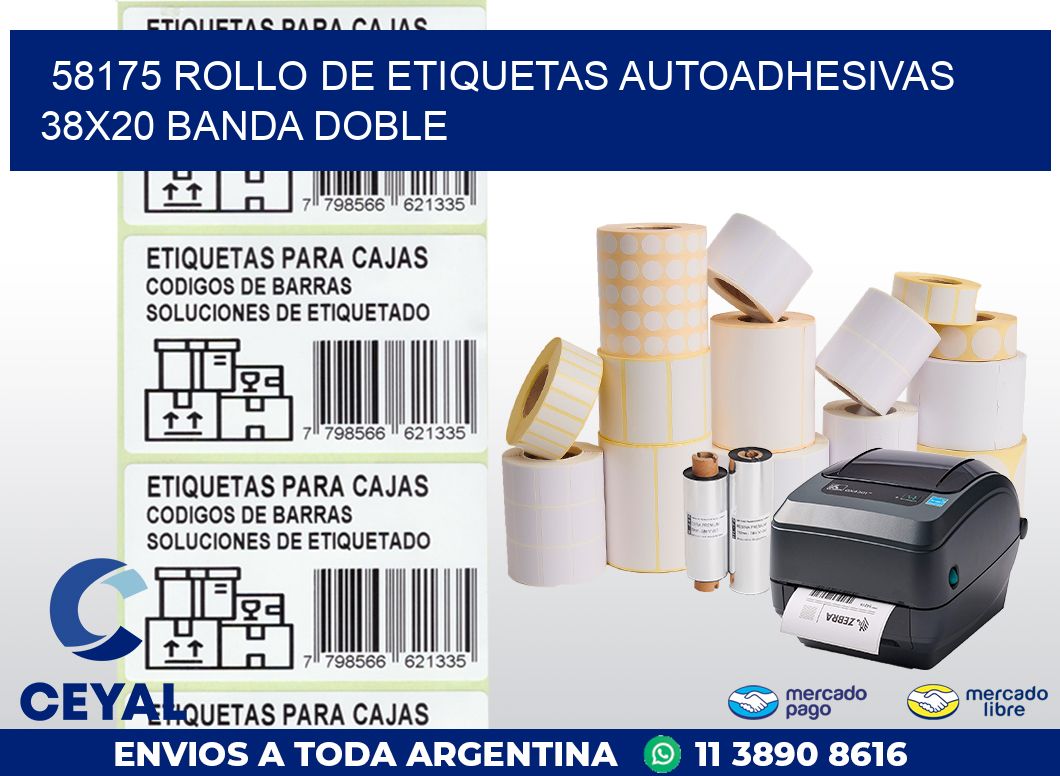 58175 ROLLO DE ETIQUETAS AUTOADHESIVAS 38X20 BANDA DOBLE