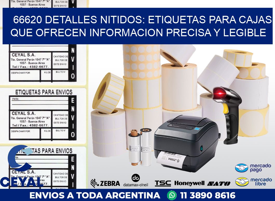66620 DETALLES NITIDOS: ETIQUETAS PARA CAJAS QUE OFRECEN INFORMACION PRECISA Y LEGIBLE