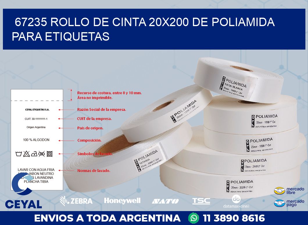 67235 ROLLO DE CINTA 20X200 DE POLIAMIDA PARA ETIQUETAS